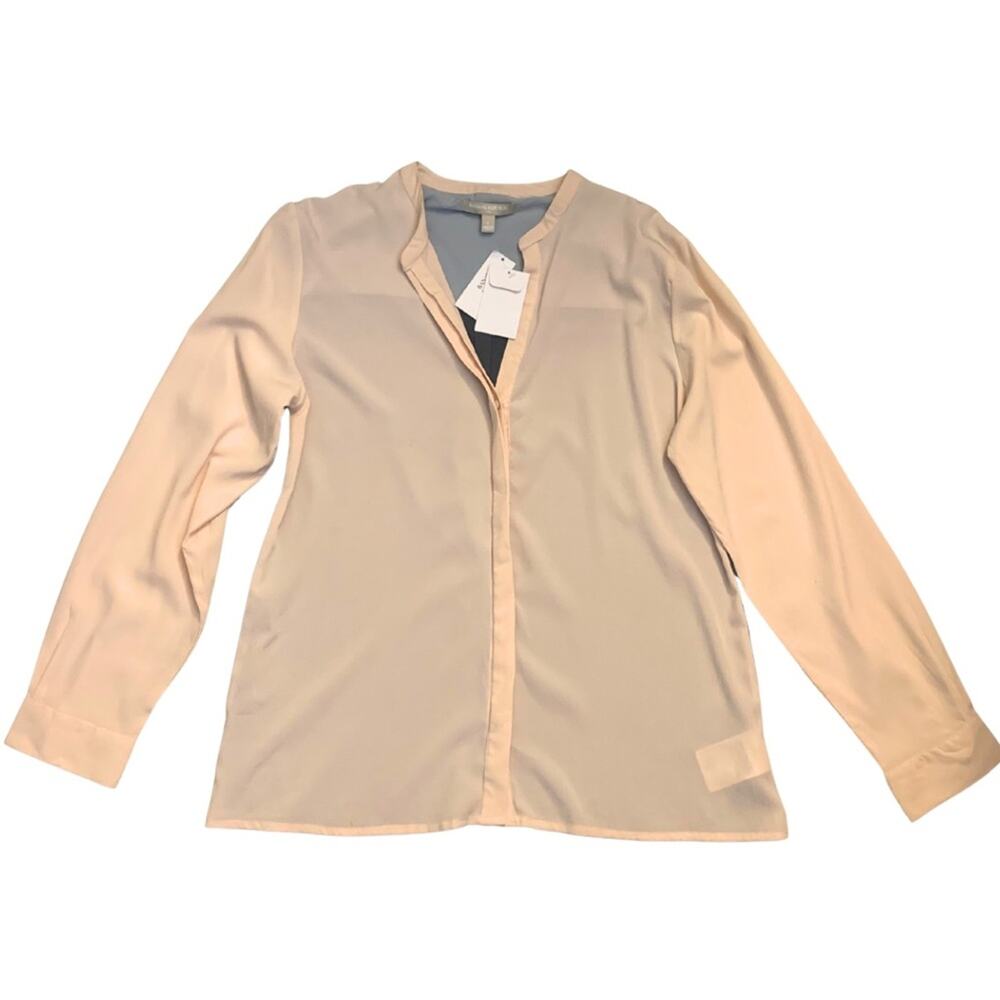 Banana Republic Gray Pink Blush Colorblock Long Sleeves Blouse Feminine Minimal